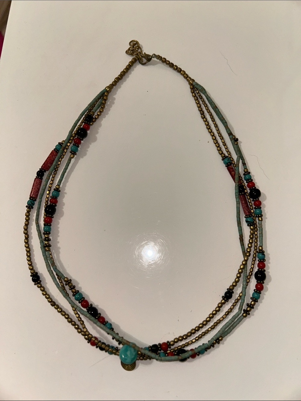 ✳️Multistrand Turquoise & Red Beaded Necklace - Women Jewelry✳️